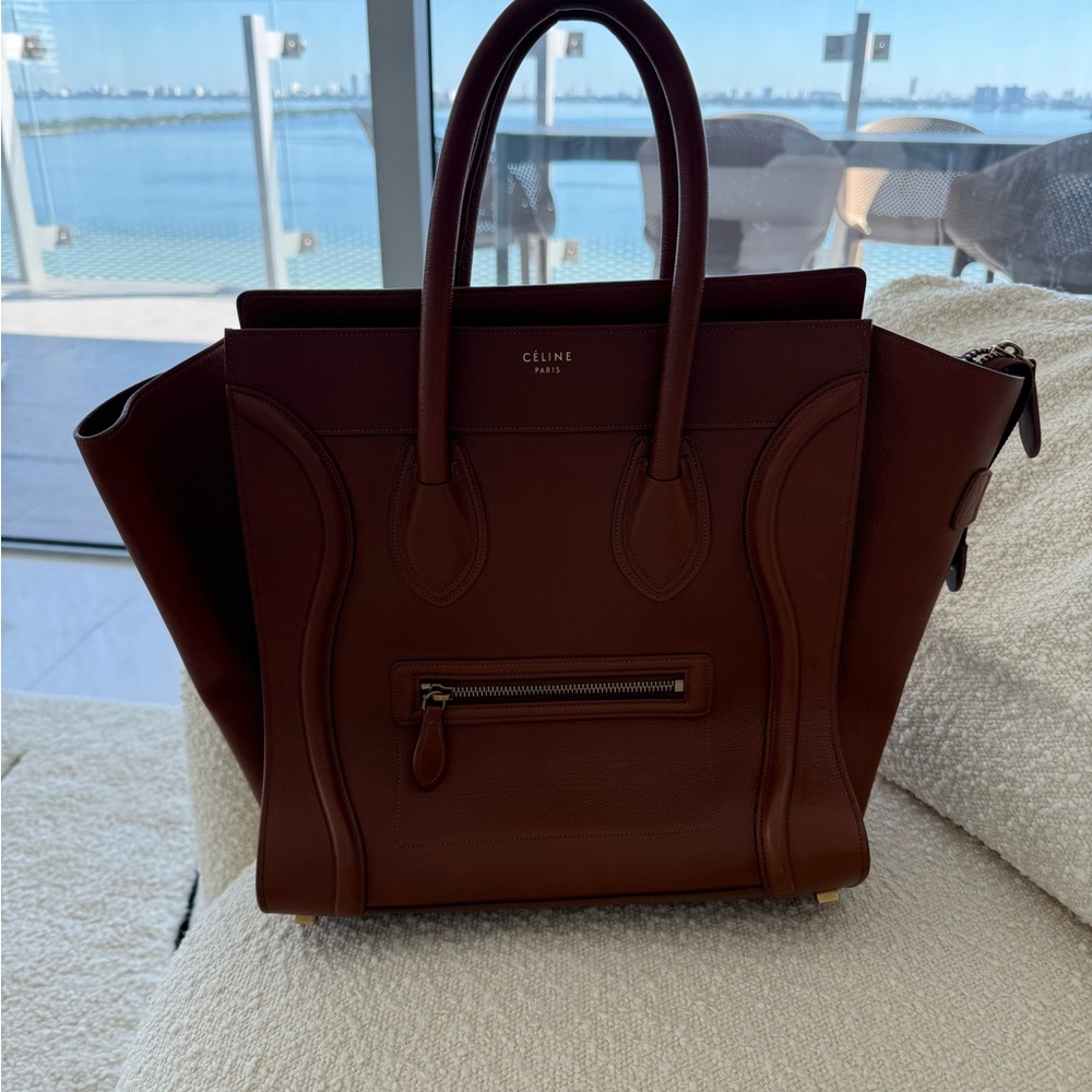 Celine Dark Brown Leather Tote
